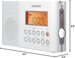 H201 Shower Radio AM/FM Waterproof, Weather Alert Radio, White