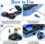 Camping Stove,2 Burner Propane Camping Stove with Windscreen,30,000 BTU Portable Propane Stove with Carry Bag,Outdoor Cooking Stove Set for Camping Gear,Rv Essentials,Camp Gifts for Man,Blue