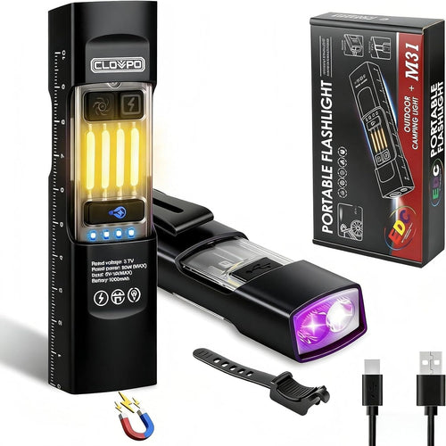 365Nm UV Flashlight EDC Flashlight Rechargeable with RGB, Mini Magnetic LED Flashlight Small Blcak Light Pocket Flashlight with Mode Memory Function for Travel, Emergency, Pet Urine Detection