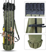 Fishing Rod Bag Pole Holder, Portable Fishing Rod Case Carrier Canvas Pole Storage Bag Travel Carry Case Waterproof Fishing Tackle Gear Organizer | PrepWiseGear