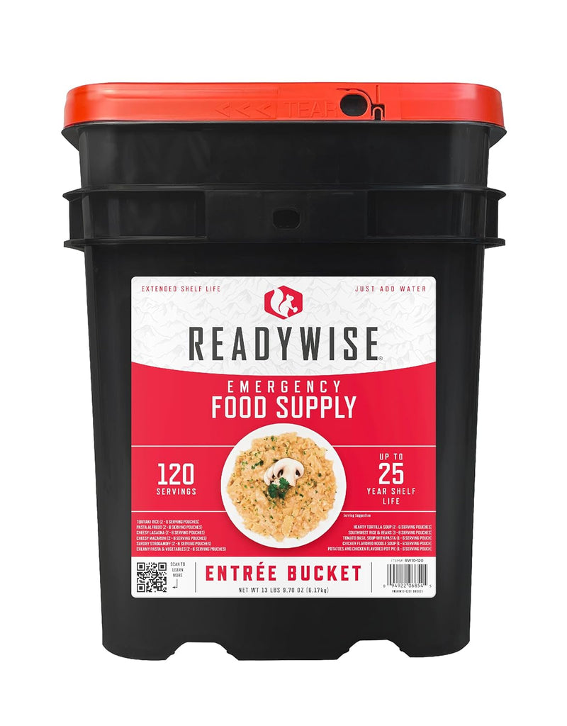Emergency Food Supply - 120 Servings Favorites Sample Bucket, Survival Food Kit, Freeze Dried Prepper Food & Dehydrated Meals for Camping Essentials & Backpacking, up to 25 Year Shelf Life | PrepWiseGear