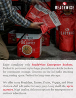 Emergency Food Supply - 88 Servings Meat & Rice Bucket, Freeze Dried Protein Meals, Camping Essentials, Bulk Rice & Survival Food, Disaster Prepping Supplies, up to 25 Year Shelf Life | PrepWiseGear