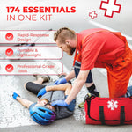Fully Stocked EMT Trauma Bag – Tactical First Responder Medical Kit with Tourniquet, Vented Chest Seals, Hemostatic Gauze, Shears, Bandages & Bleeding Control Supplies – Red | PrepWiseGear