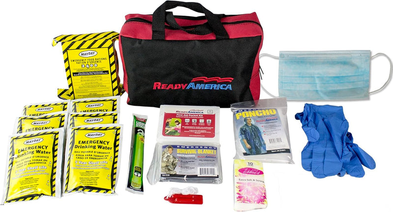 72 Hour Emergency Kit, 1-Person, 3-Day Tote, Includes First Aid Kit, Survival Blanket, Emergency Food, Portable Disaster Preparedness Go-Bag for Earthquake, Fire, Flood | PrepWiseGear