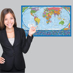 2 Pack - Laminated World Map Poster & USA Map Set - Equal Earth World Map Design Shows Continents at True Relative Size - US Map 18? X 29? | PrepWiseGear