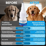 Veterinary Surgical Skin Glue, Strong Surgical Adhesive with 10 Precise Applicators, Blue Tinted Fast Acting Waterproof Wound Closure for Pets Dogs Cats, Pain Free & Stress Free(1 Pack,3Ml)
