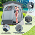2 Room Shower Tent Oversize Privacy Shelter Portable Dressing Toilet Outdoor Gray