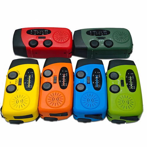 2000Mah Powerbank Radio Am Fm Solar Hand Crank Small Portable Radio USB Type-C Charging with 3 LED Flashlight Emergency Radio