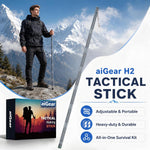 H2 Survive Tactical Walking Stick Multi Tool – 7-In-1 Survival Hiking Staff, Adjustable Trekking Poles for Men, Outdoor Self Defense Stick for Camping, Hiking & Emergency (Fits 4‘9“ to 6’4”) | PrepWiseGear