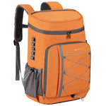 32 L. Leakproof Soft Backpack Cooler Bag for Camping Hiking, Orange | PrepWiseGear
