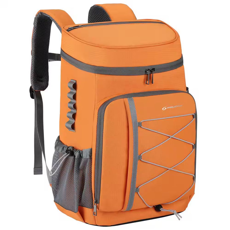 32 L. Leakproof Soft Backpack Cooler Bag for Camping Hiking, Orange | PrepWiseGear