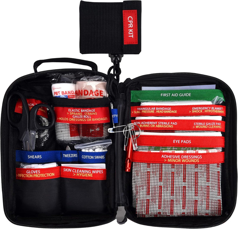Compact First Aid Kit for Emergency - Basic Emergency Kit for Dorm,Hiking, Backpacking, Camping, Traveling, and Cycling -Small First Aid Kits | PrepWiseGear
