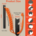 Flint and Steel Fire Starter Kit Survivor, 3/8" 1/2 Inch Ferro Rods and Magnesium Rods with Paracord Handle | PrepWiseGear