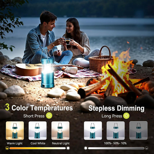 LED Camping Lantern for Power Outages, 3 Color Modes & Dimmable Battery Powered Lantern, IPX4 Waterproof & Collapsible, Lanterns Flashlight Survival Kits for Emergency Hurricane Hiking, 4 Pack