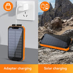 49800Mah Solar Power Bank Portable Solar Charger Built in 3 Cables and 5W Wireless Charger Power Bank,Built-In Super Bright Flashlight,Battery Pack Suitable for Outdoor Camping Hiking(Orange﻿) | PrepWiseGear