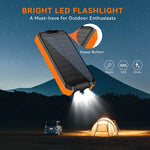 49800Mah Solar Power Bank Portable Solar Charger Built in 3 Cables and 5W Wireless Charger Power Bank,Built-In Super Bright Flashlight,Battery Pack Suitable for Outdoor Camping Hiking(Orange﻿) | PrepWiseGear