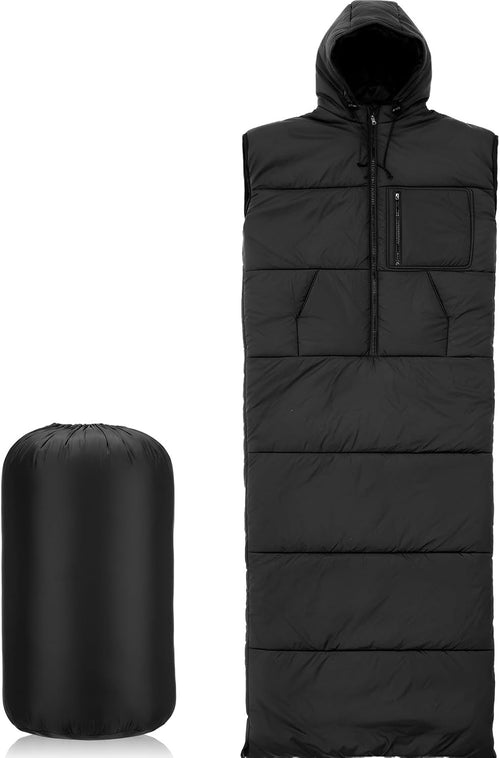 Winter Wearable Sleeping Bag for Adults with Hood 74 Inch Long 0 Degree Cold Weather Insulated Weather Sleeping Bag for Extreme Cold Camping Hiking Stadium | PrepWiseGear