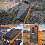 49800Mah Solar Power Bank Portable Solar Charger Built in 3 Cables and 5W Wireless Charger Power Bank,Built-In Super Bright Flashlight,Battery Pack Suitable for Outdoor Camping Hiking(Orange﻿) | PrepWiseGear
