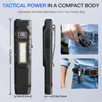EDC Tactical Rechargeable Flashlight,Dual-Switches LED Flashlight with Digital Display,8 Modes , Camping,And Emergency Use