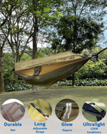 Camping Hammock, Portable Single & Double Hammock with Net, 2 Person Hammock Tent with 2 * 10Ft Straps, Best for Outdoor Hiking Survival Travel | PrepWiseGear