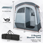 2 Room Shower Tent Oversize Privacy Shelter Portable Dressing Toilet Outdoor Gray