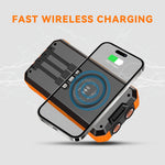 49800Mah Solar Power Bank Portable Solar Charger Built in 3 Cables and 5W Wireless Charger Power Bank,Built-In Super Bright Flashlight,Battery Pack Suitable for Outdoor Camping Hiking(Orange﻿) | PrepWiseGear