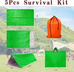 5Pcs Survival Kit Portable Survival Tents and Shelters Camping Emergency Blankets 2 Person Sleeping Bags Rain Ponchos for Adults Bulk for Outdoor Hiking,First Aid | PrepWiseGear