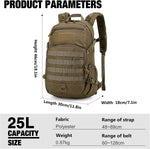 25L Tactical Backpack + Molle Tactical Utility Pouch | PrepWiseGear