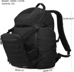 52L 1050D Airplane Approved Tactical Travel Backpack, Black | 17 Inch Gaming Laptop Compartment, Heavy Duty MOLLE 72 Hour Bug Out Bag, External Expandable Pocket | PrepWiseGear