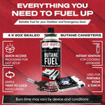 12X 8Oz Butane Fuel Canister - Butane Canister for Kitchen Torch & Camp Stove - Gas for Picnics, Outdoor Cooking, Grilling - Camping Fuel Canister, Torch Fuel Camping Essentials - 90340