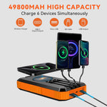 49800Mah Solar Power Bank Portable Solar Charger Built in 3 Cables and 5W Wireless Charger Power Bank,Built-In Super Bright Flashlight,Battery Pack Suitable for Outdoor Camping Hiking(Orange﻿) | PrepWiseGear