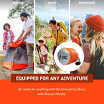 Survive Outdoors Longer 90% Emergency Bivvy - Comes with Survival Whistle & Tinder Paracord Drawstring - Add to Emergency Kit & Hiking Gear - Waterproof, Windproof & Tear-Resistant | PrepWiseGear