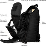 52L 1050D Airplane Approved Tactical Travel Backpack, Black | 17 Inch Gaming Laptop Compartment, Heavy Duty MOLLE 72 Hour Bug Out Bag, External Expandable Pocket | PrepWiseGear