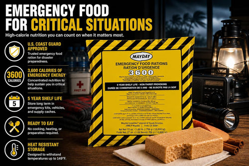 Mayday Emergency Food Bars, 3600 Calorie Meal Replacement Bars - 5 Year Shelf Life Survival Food Rations, U.S. Coast Guard Approved, Ready to Eat Emergency Food Supply for Disaster Preparedness, Earthquake, Fire, Flood, Apple Cinnamon, 20 Pack | PrepWiseGear