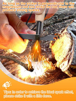 Fire Starter Survival Tool, Fire Starter Kit Includes Magnesium Rod, Steel Striker, 2 Pcs Wick Hemp Rope and Multifunctional Outdoor Bag, Fire Starters for Campfires Hiking Survival Training Gift | PrepWiseGear