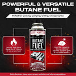 12X 8Oz Butane Fuel Canister - Butane Canister for Kitchen Torch & Camp Stove - Gas for Picnics, Outdoor Cooking, Grilling - Camping Fuel Canister, Torch Fuel Camping Essentials - 90340