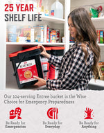Emergency Food Supply - 104 Servings Variety Pack Bucket, Protein Meals, Dehydrated & Freeze Dried Food for Backpacking, Camping Essentials & Prepping Supplies, up to 25 Year Shelf Life | PrepWiseGear
