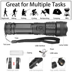 Super-Bright 90000LM LED Tactical Flashlight with Rechargeable Battery