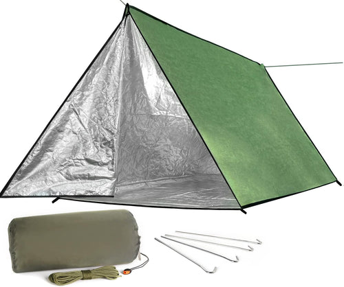 Extra Large Zipper Reusable Survival Emergency Shelter Tent,Thermal Waterproof Fireproof Lightweight Bugout, with Paracord?Stake for Camping,First Aid,Hiking&Bushcraft | PrepWiseGear