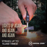 Spark Fire Starter Kit - Magnesium Ferro Rod Fire Starter Kit with Compass and Whistle - Emergency Fire Starter Survival Multitool for Camping, Hiking, Hunting and More