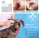 Dog Ear Cleaner Wipes - Vet Formulated Cleanser for Dogs - Ear Itching, Dissolves Wax, Dirt & Odor with Coconut Oil & Aloe Vera (50 Finger Wipes)