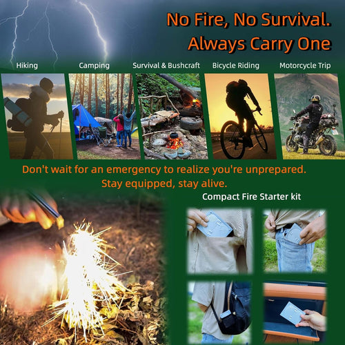 Survival Fire Starter Kit - Ferro Rod & Magnesium Fire Starter Compact Solo Stove with Flint and Steel to Firestarter Fireplace Pit for Outdoor Camping Bushcraft Hiking Emergency Gadgets