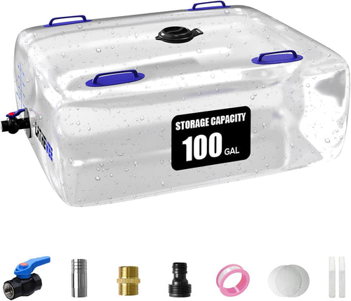 Water Storage Bladder, 25/50/100 Gallon Portable Water Tank, Collapsible Water Storage Containers with Spigot, Large Capacity Water Bag for Emergency Water