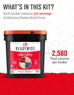 Emergency Food Supply - 120 Servings Fruit Bucket, Nutritious Meals, Dehydrated & Freeze Dried Food for Backpacking, Camping Essentials & Disaster Prepping Supplies, up to 25 Year Shelf Life | PrepWiseGear