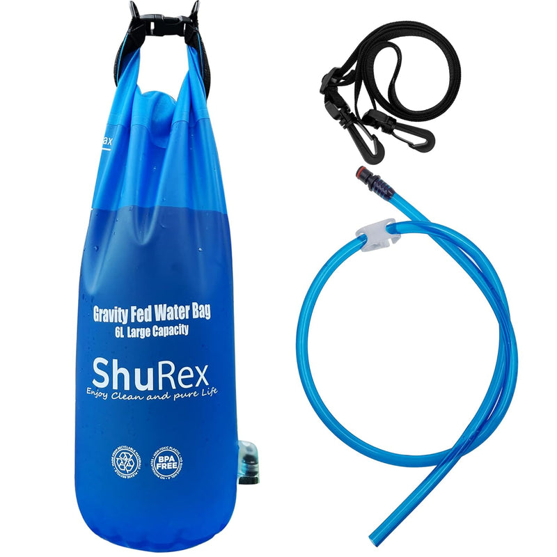 Gravity-Fed Water Bag for Sawyer Survival Water Filter Straw, 1.5 Gal Large Gravity Water Bladder Compatible with Lifestraw and Other Water Filter Straw, Foldable, Bpa-Free (6L) | PrepWiseGear