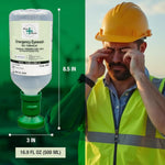 Sterile Saline Eyewash Solution 2-Pack - 500 Ml (16.9 Fl Oz) Bottles + Ergonomic Cup - Emergency Eye Station Refill for Flushing & Irrigating Eyes, 8.5" H, 3" W, 3" L, by Plum