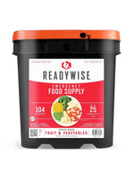 Emergency Food Supply - 104 Servings Freeze Dried Fruit and Vegetables Bucket, Protein Meals, Camping Essentials for Survival Food, Disaster Prepping Supplies, up to 25 Year Shelf Life | PrepWiseGear