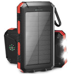 (2 Pack)  20000Mah Solar Power Bank Compatible for Cell Phone Iphone, Outdoor Portable Charger with Dual 5V USB Ports, 2 Flashlights & Digital Compass(Red) | PrepWiseGear
