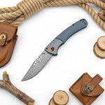 Damascus Steel Folding Knife ? Handmade EDC Pocket Knife with Wooden/G10 Handle for Camping & Outdoor | PrepWiseGear