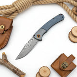 Customer photo of Damascus Steel Folding EDC Pocket Knife